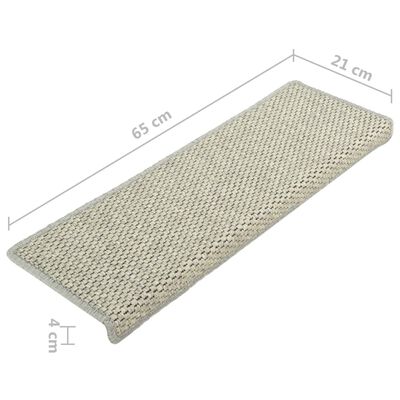 vidaXL Tapetes escada adesivos aspeto sisal 15 pcs 65x21x4 cm cinzento