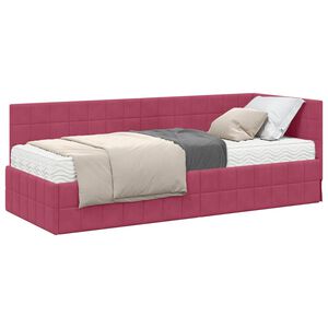 vidaXL Estrutura de Cama de Canto com Colch&atilde;o 2 unid. Verde Veludo