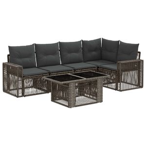 vidaXL Conjunto de Sof&aacute; de Jardim 6 unid. Cinza e Cinza Escuro vime PE
