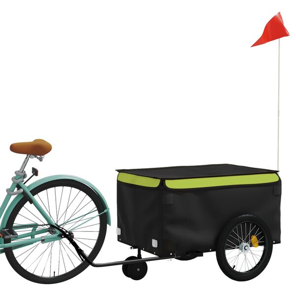 vidaXL Reboque para bicicleta 30 kg ferro preto e verde