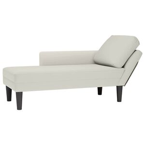 vidaXL Chaise lounge c/ almofada/apoio de braços direito veludo creme