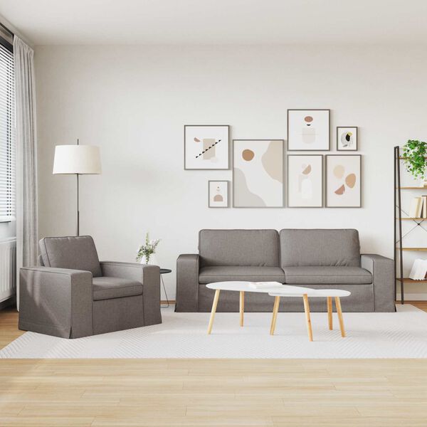 vidaXL Sof&aacute; 2 pcs Cinzento-acastanhado 182 x 80 x 82 cm tecido