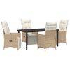 vidaXL Conjunto de Jantar para Jardim 5 unid. Bege vime PE