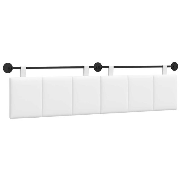 vidaXL Cabeceira Suspensa Riscas Branco 210 x 55 x 5 cm tecido