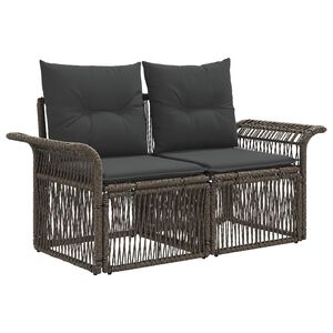 vidaXL Sof&aacute; de jardim 2-N&uacute;mero de lugares Cinzento vime PE