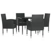 vidaXL 5 pcs conjunto de jantar para jardim vime PE e a&ccedil;o preto