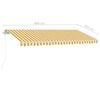 vidaXL Toldo retrátil manual com LED 400x350 cm amarelo e branco