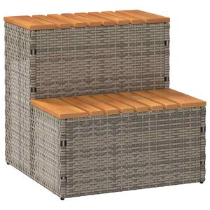 vidaXL Degrau p/ hidromassagem 50x50x50,5 cm PE e ac&aacute;cia maci&ccedil;a cinza