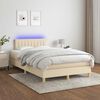 vidaXL Cama box spring c/ colch&atilde;o e LED 120x190 cm tecido cor creme