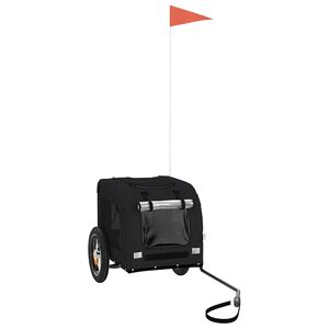 vidaXL Reboque bicicleta p/ animais tecido oxford/ferro preto