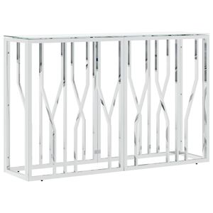 vidaXL Mesa consola 110x30x70 cm a&ccedil;o inoxid&aacute;vel e vidro prateado