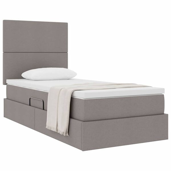 vidaXL Cama com arruma&ccedil;&atilde;o e colch&atilde;o Cinzento-acastanhado 90 x 190 cm