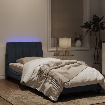 vidaXL Estrutura de cama c/ luzes LED 90x200 cm veludo cinza-escuro