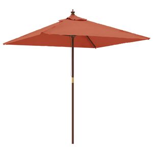 vidaXL Guarda-sol jardim com poste de madeira 198x198x231 cm terracota