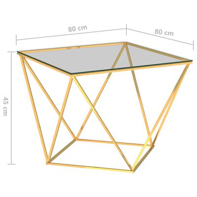 vidaXL Mesa de centro 80x80x45 cm aço inoxidável dourado