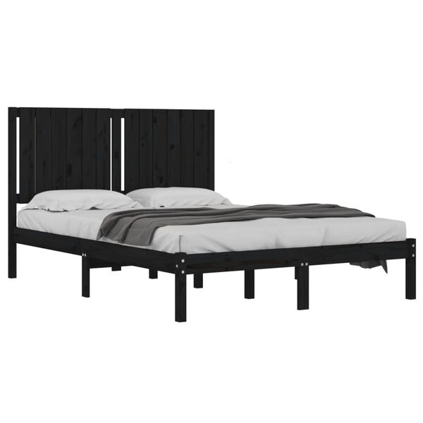 vidaXL Estrutura de cama 140x190 cm madeira de pinho maci&ccedil;a preto