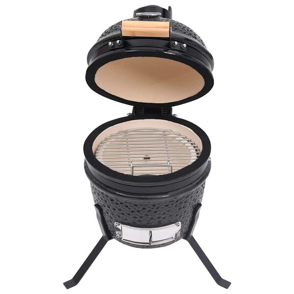 vidaXL Churrasqueira/defumador Kamado 2-em-1 cerâmica 56 cm preto