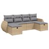 vidaXL 6 pcs conj. sof&aacute;s jardim c/ almofad&otilde;es vime PE bege misturado