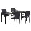 vidaXL Conjunto de Jantar para Jardim 5 pcs Preto A&ccedil;o revestido a p&oacute;