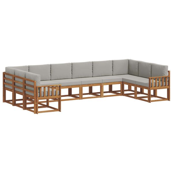 vidaXL Conjunto de Sof&aacute;s para Exterior 10 pcs Cinza Natural e Claro
