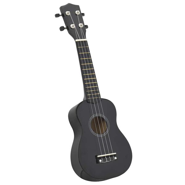 vidaXL Conjunto ukulele soprano infantil com saco 23" preto