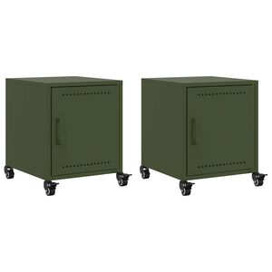 vidaXL Mesas de cabeceira 2 pcs 36x39x43,5 cm a&ccedil;o verde-azeitona