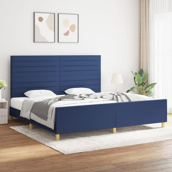 vidaXL Estrutura de cama sem colch&atilde;o 200x200 cm tecido azul