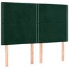 vidaXL Cabeceira de cama c/ LED veludo 144x5x118/128 cm verde-escuro