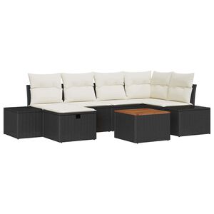 vidaXL Conjunto de Sof&aacute; de Jardim 7 pcs Preto Rattan Sint&eacute;tico
