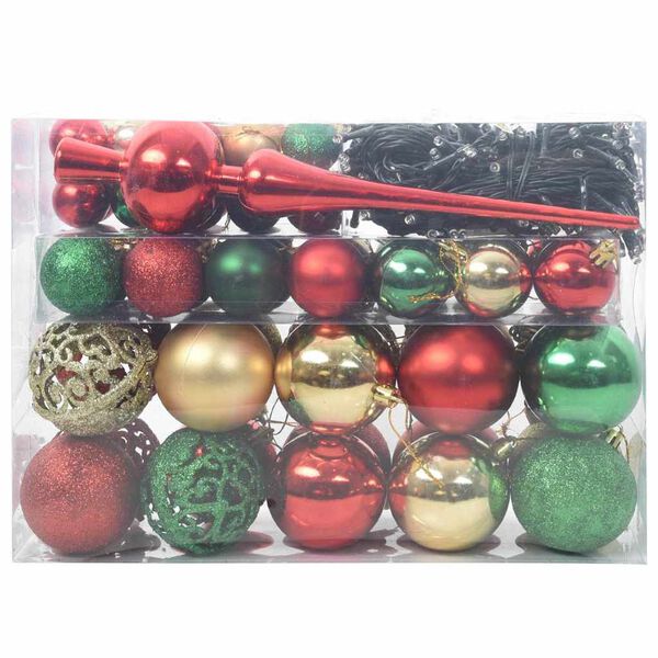 vidaXL Conjunto de Bolas de Natal 61 pcs Multicolor Pl&aacute;stico