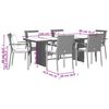 vidaXL 7 pcs conjunto de jantar p/ jardim c/ almofad&otilde;es vime PE cinza