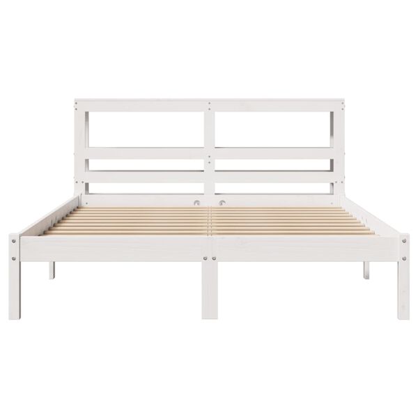 vidaXL Cama sem colch&atilde;o 160x200 cm madeira de pinho maci&ccedil;a branco