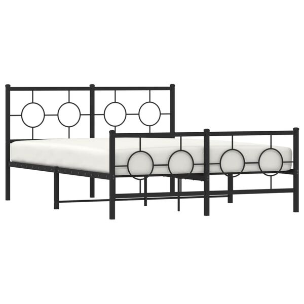 vidaXL Estrutura de cama com cabeceira e p&eacute;s 140x190 cm metal preto
