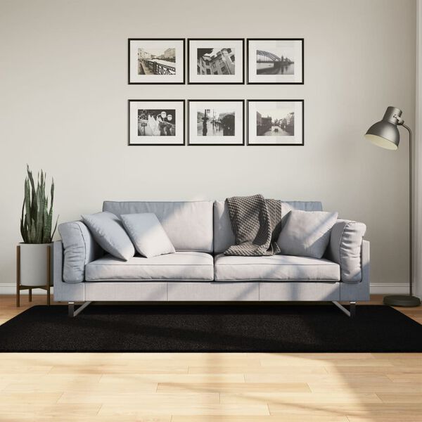 vidaXL Tapete pelo curto macio e lav&aacute;vel HUARTE 100x200 cm preto