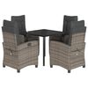 vidaXL 5 pcs conjunto de jantar p/ jardim c/ almofad&otilde;es vime PE cinza