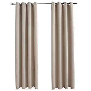 vidaXL Cortinas blackout com argolas em metal 2 pcs 140x175 cm bege