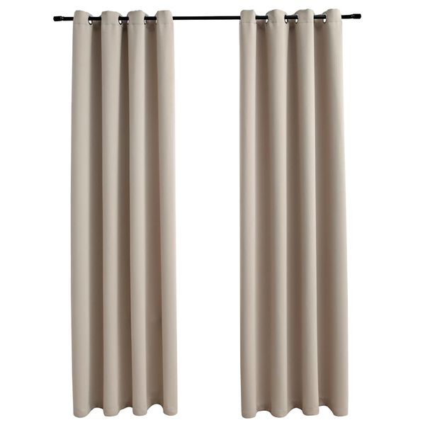 vidaXL Cortinas blackout com argolas em metal 2 pcs 140x175 cm bege