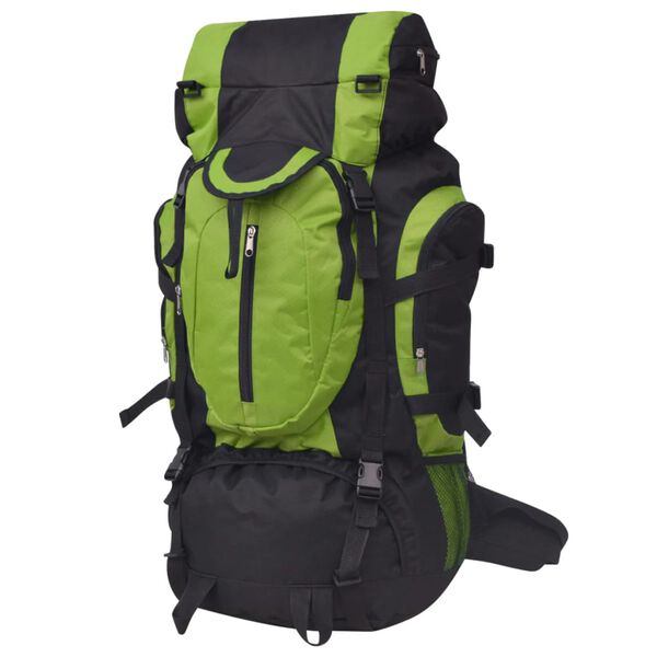 vidaXL Mochila de caminhada XXL 75 L preto e verde