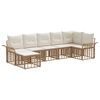 vidaXL Conjunto de Sof&aacute;s para Exterior 7 unid. Natural e Branco Creme