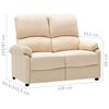 vidaXL Sof&aacute; de 2 lugares reclin&aacute;vel em tecido cor creme