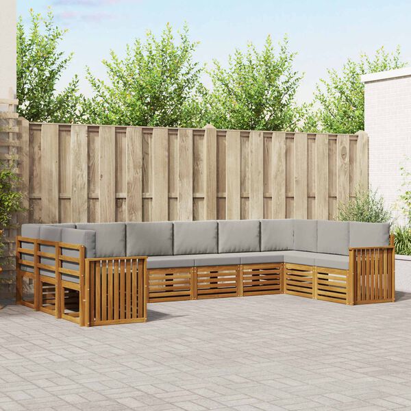 vidaXL Conjunto de Sof&aacute; Sectional 10 pcs Cinza Natural e Claro