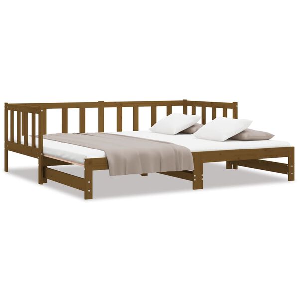 vidaXL Estrutura sofá-cama de puxar 2x(90x190)cm pinho maciço castanho