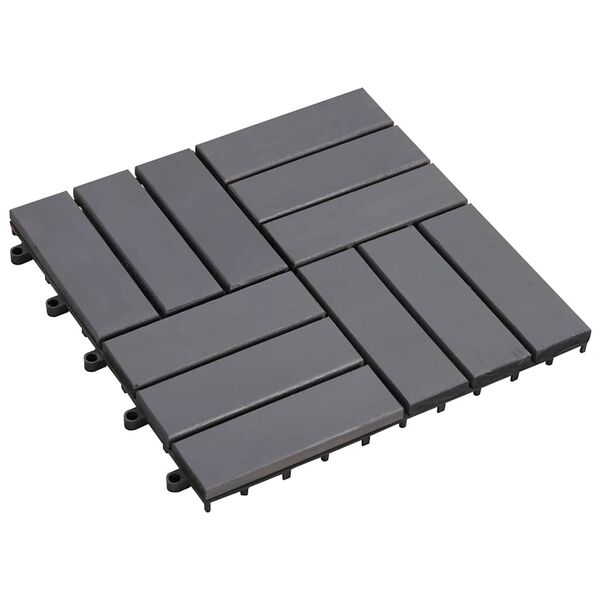 vidaXL Ladrilhos de terraço 10 pcs 30x30 cm acácia maciça cinzento