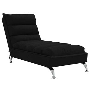 vidaXL Chaise lounge de massagem com almofad&otilde;es tecido preto