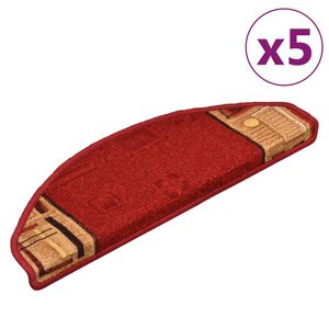 vidaXL Tapetes de escadas adesivos 5 pcs 65x21x4 cm vermelho