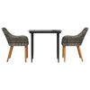 vidaXL Conjunto de Jantar para Jardim 3 pcs Cinzeto vime PE