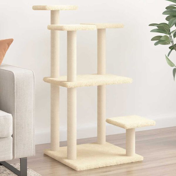 vidaXL Postes arranhadores para gatos com plataformas 98,5 cm creme