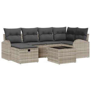 vidaXL Conjunto de Sof&aacute; de Jardim com almofada 7 pcs Cinzento-claro