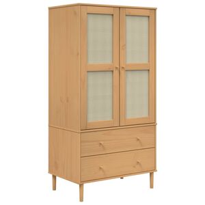 vidaXL Roupeiro SENJA aspeto vime 90x55x175 cm pinho maci&ccedil;o castanho