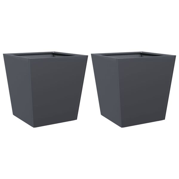 vidaXL Vaso/floreira de jardim 2 pcs 40x40x40 cm aço antracite